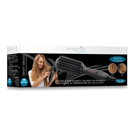 Žehlící kartáč na vlasy s nastavitelnou teplotou Macom 228, 50W, černá