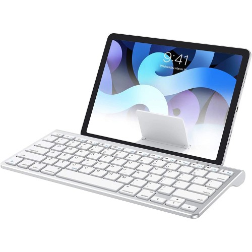 Ultratenká bluetooth klávesnice s výsuvným stojanem Omoton KB088 pro iPad, bílá