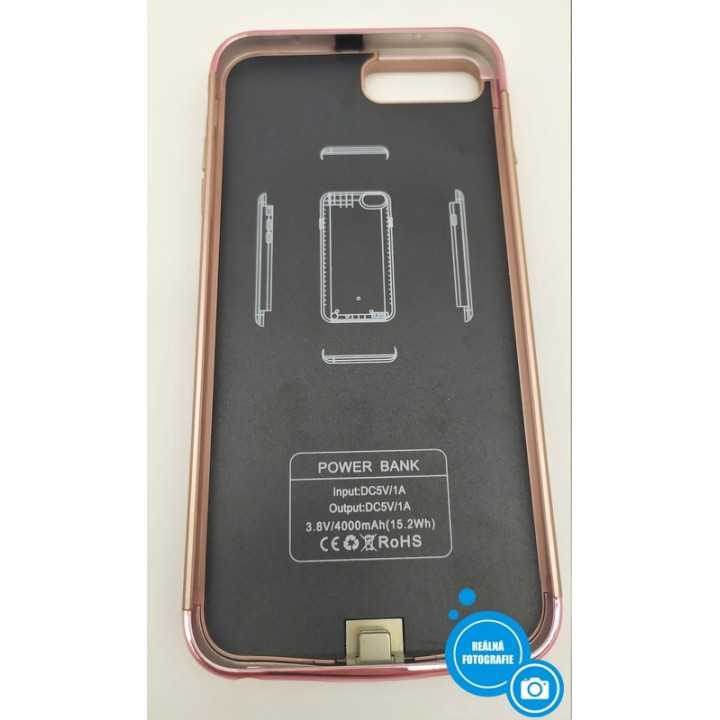Ochranný kryt s externí baterií pro Apple iPhone 6Plus/7Plus, Rose Gold