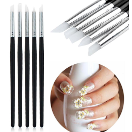 Sada 5 silikonových štětců pro nail art, černá