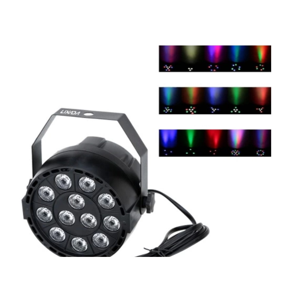 Párty otočné RGB LED světlo Lixada LPS-M12PL, DMX-512 LED, černá