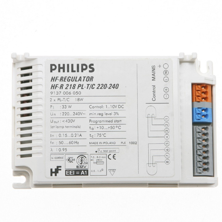Elektronický předřadník pro regulaci stmívání Philips HF-R 218 PL-T/C 220-240, bílá