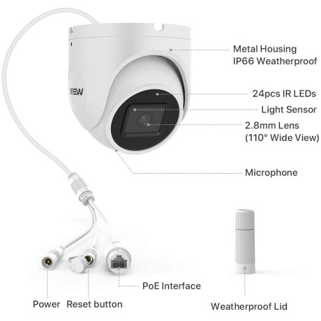 Bezpečnostní IP kamera H.View HV-400E1, bílá