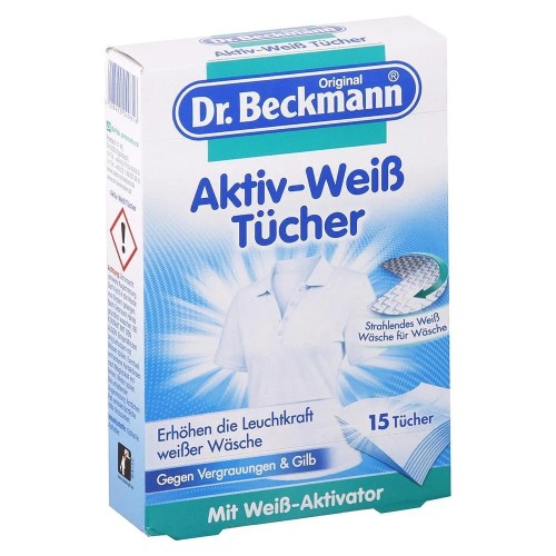 Ubrousky pro zářivě bílé prádlo Dr. Beckmann Aktiv-weiß, 15ks