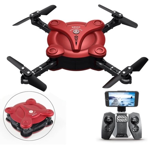 Mini RC dron (kvadrokoptéra) s kamerou 720P, FQ777 FQ17W,  červená