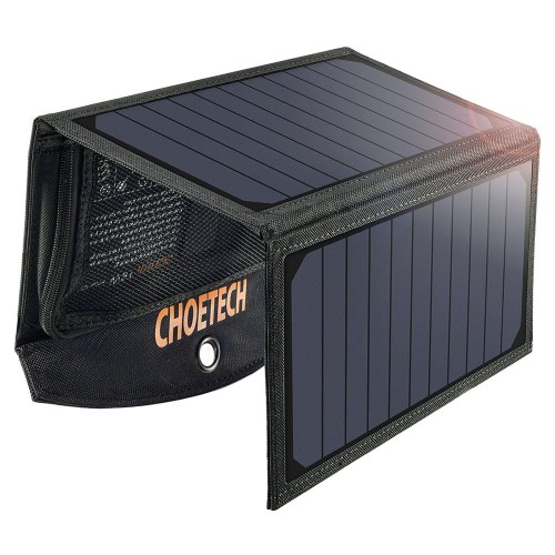 Skládací solární nabíječka ChoetechSC001 19W 2x USB, černá
