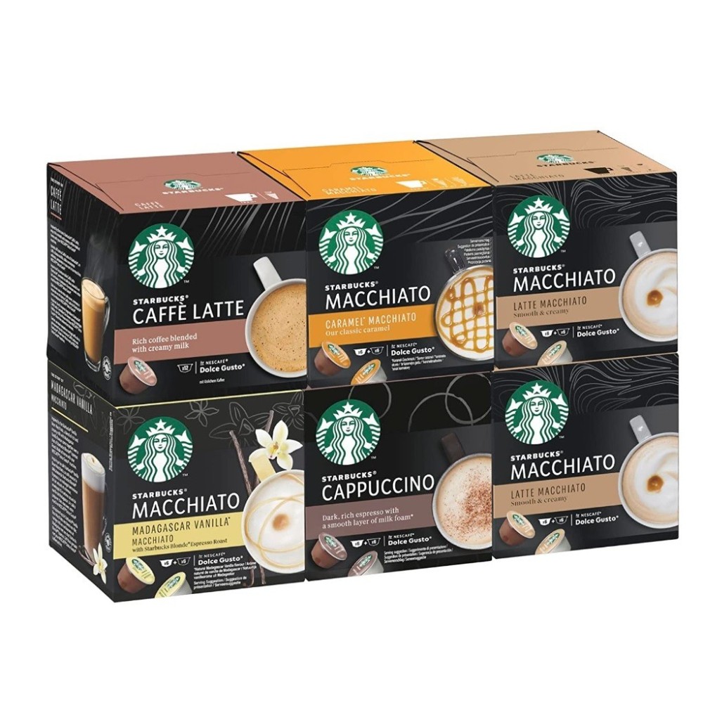 Kávové kapsle Starbucks bílá variace 6 x 12, latte, cappuccino, caramel macchiato, latte m