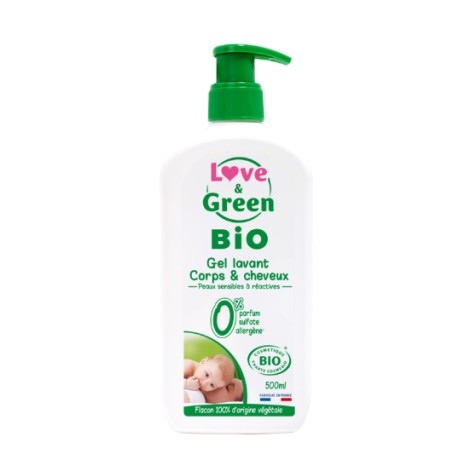 Dětský gel 2v1 na vlasy a tělo Love & Green, 500 ml