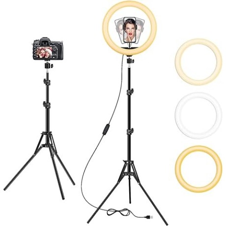LED kruhové selfie světlo se stojánkem a držákem telefonu GerTong M33E, 12,6"