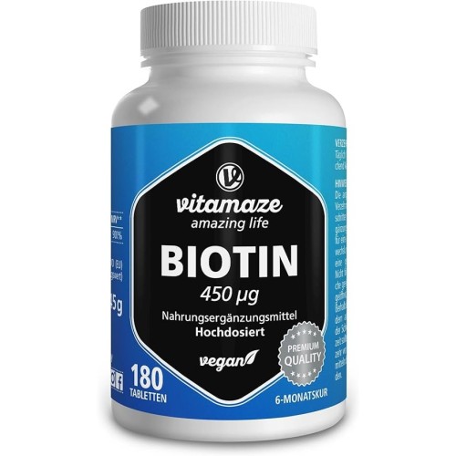 Doplněk stravy Biotin Vitamaze, 180 kapslí