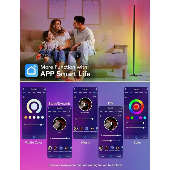 SMART RGB stojací lampa Ibaye IB0002, 152 cm