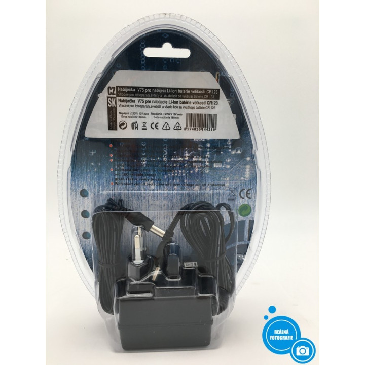 Nabíječka V75 pro nabíjecí Li-Ion baterie o velikosti CR123