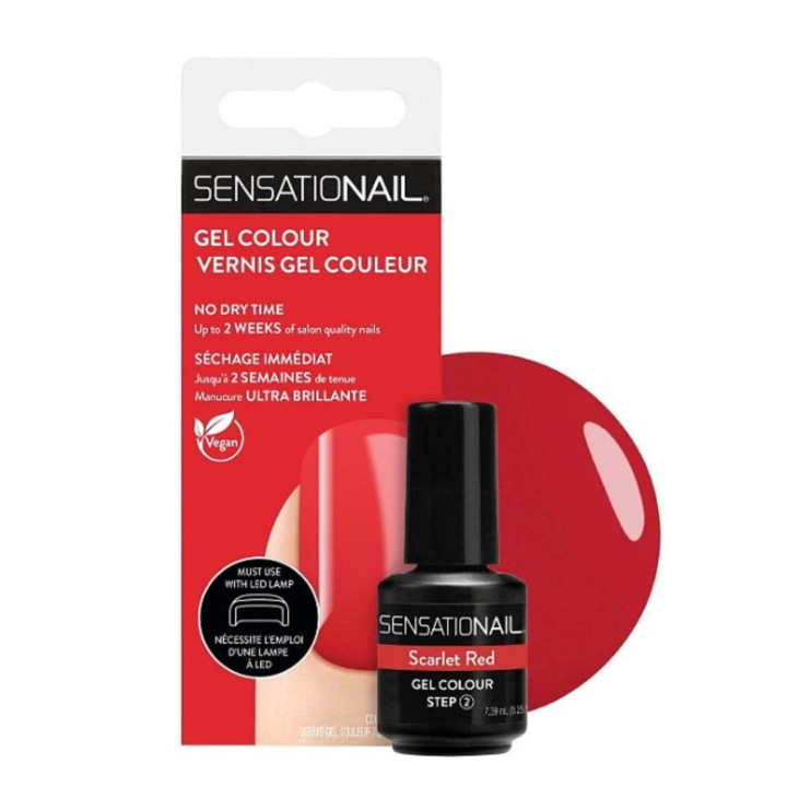 Gelový lak Sensationail Damage LED Gel Polish-Scarlet Red, 7,39 ml
