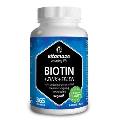 Doplněk stravy Vitamaze Biotin + Zink + Selen, 365 tablet