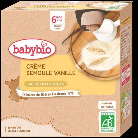 Vanilkový krupicový krém 6+ měsíců Babybio, 340 g