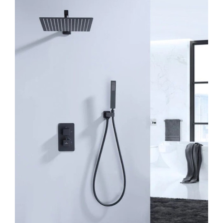 Termostatický systémový set dešťové sprchy Homelody, černá