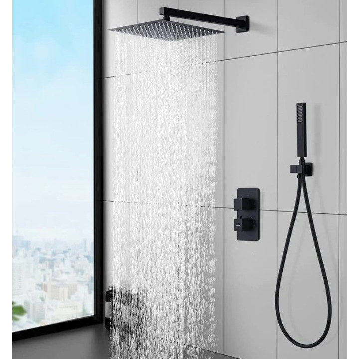 Termostatický systémový set dešťové sprchy Homelody, černá
