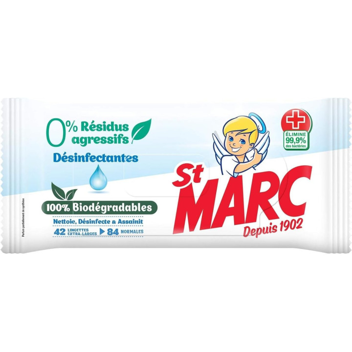 Biologicky odbouratelné čisticí a dezinfekční ubrousky St Marc Désinfectantes, 42 ks