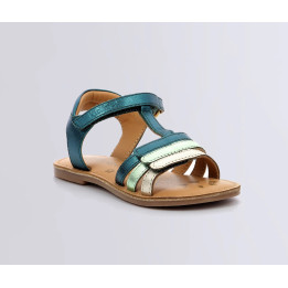 Dětské sandály Kickers diamanto vert fonce, vel. EU 30, barva hnědá a zelené pruhy
