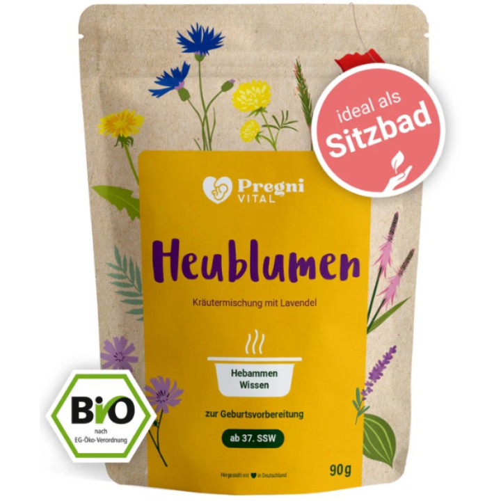 Květinové seno na sedací koupele pro přípravu na porodu Pregni vital Bio Heublumen, 90g