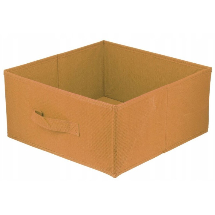 Textilní úložný box Domino, 31x31x15 cm, světle hnědá