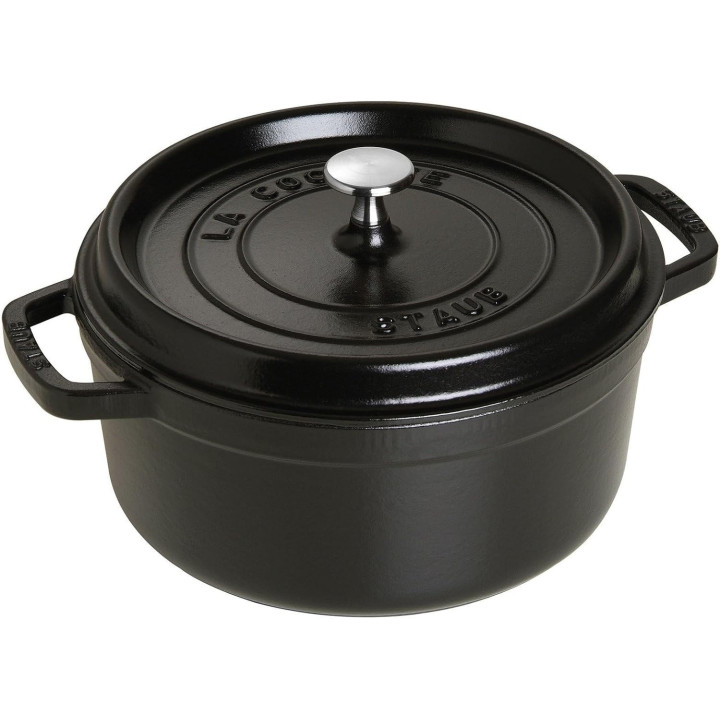Kulatý litinový hrnec s poklicí Staub 1102425, 3,7l, 24cm, černá