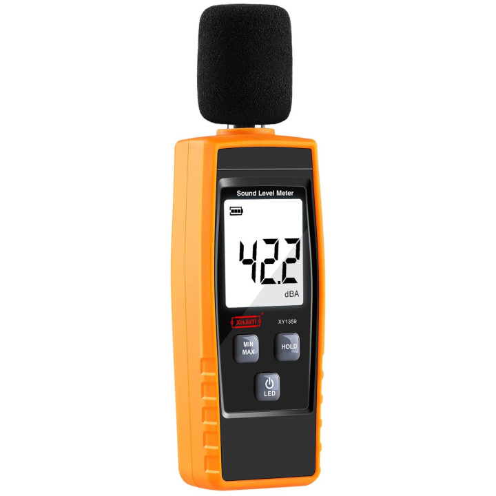 Zvukoměr s LCD displejem XinJiaYi ML:2902119, 49x33x159mm, oranžová/černá