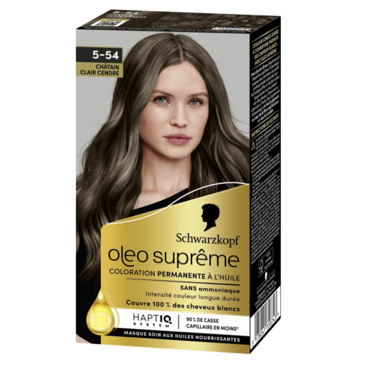 Permanentní barva na vlasy bez amoniaku Schwarzkopf Oleo Supreme 5-54, světle hnědá, 115 ml