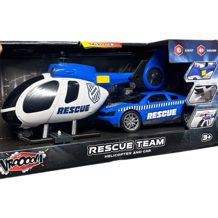 Dětská hračka Ruby toys Rescue team - záchranný vrtulník a auto, 2 ks