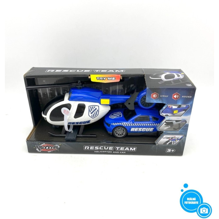 Dětská hračka Ruby toys Rescue team - záchranný vrtulník a auto, 2 ks