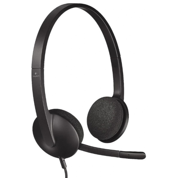 USB sluchátka s mikrofonem, Logitech H340, černá