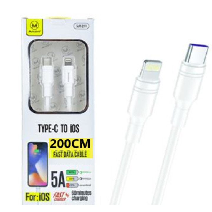 Rychlonabíjecí datový kabel Lighting USB-C Mimacro SJX-211, 2M, 3A, 25W, bílá