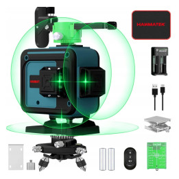 3D samonivelační křížový laser Hanmatek LV12D, 360°, 4,2V