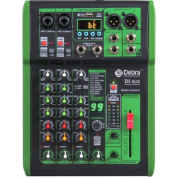 Audio mixážní pult Debra DI-4UX, 99 digitálních DSP efektů, 48V, zelená