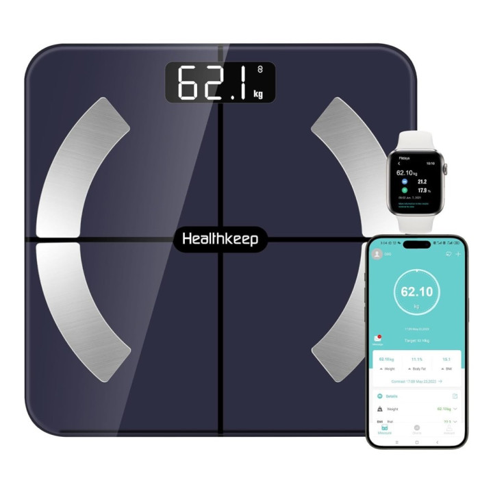 Chytrá digitální váha Healthkeep FG263LB, max. 180 kg, černá