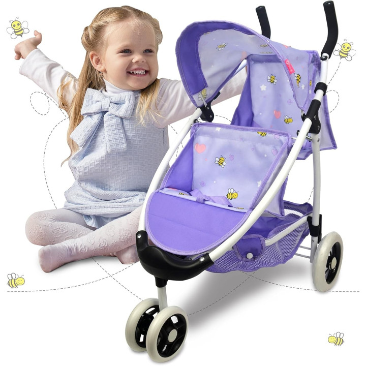 Kočárek pro panenky Anivia Doll Umbrella Stroller DB116A, fialová