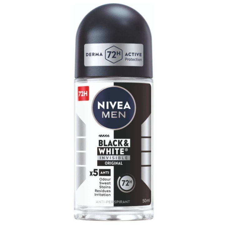 Pánský kuličkový antiperspirant Nivea Men Black&White Invisible 72h, 50 ml