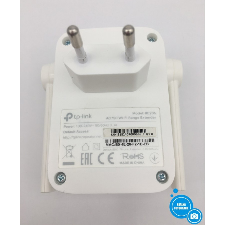 Wi-Fi extender TP-Link RE205 AC750Wi-fi Range Extender, 240V, bílá