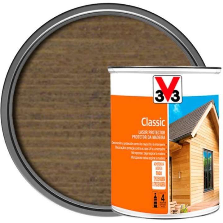 Ochranný lazurovaný nátěr na dřevo V33 Lasur Protector Classic, odstín Nogal, 0,75 l
