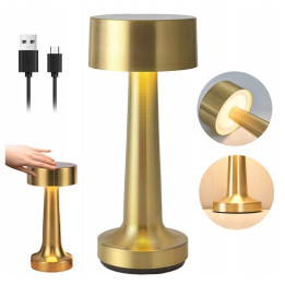 Bezdrátová LED lampička, 13W, USB, zlatá