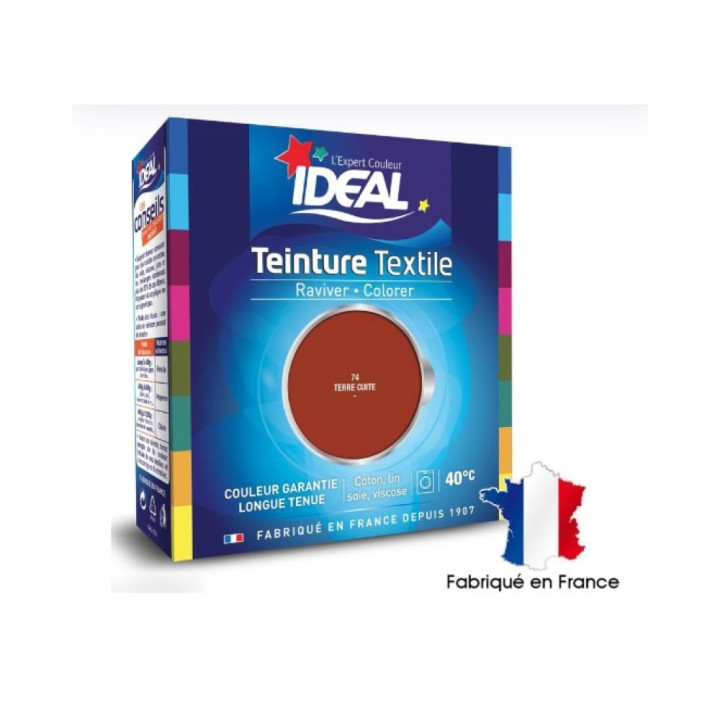 Barva na textil IDEAL Teinture Textile, odstín 74 Terre cuite, 75ml + 100g