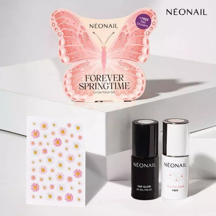 UV sada laků na nehty NEONAIL Forever Springtime, 2ks+samolepky