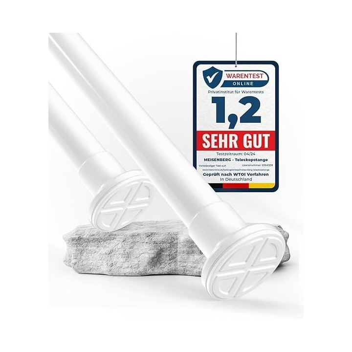 Teleskopická tyč MEISENBERG Curtain Rod, 70-120 cm, bílá