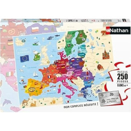 Puzzle pro děti NATHAN Mapa Evropy, 250 dílů, 8+, ve francouz. jazyce