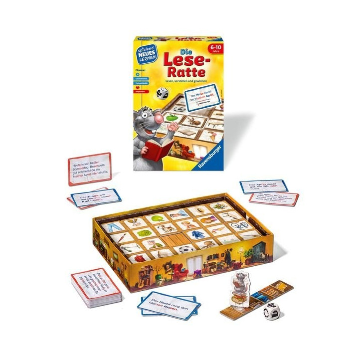Vzdělávací hra pro děti RAVENSBURGER Die Lese-Ratte 24956, v německém jazyce