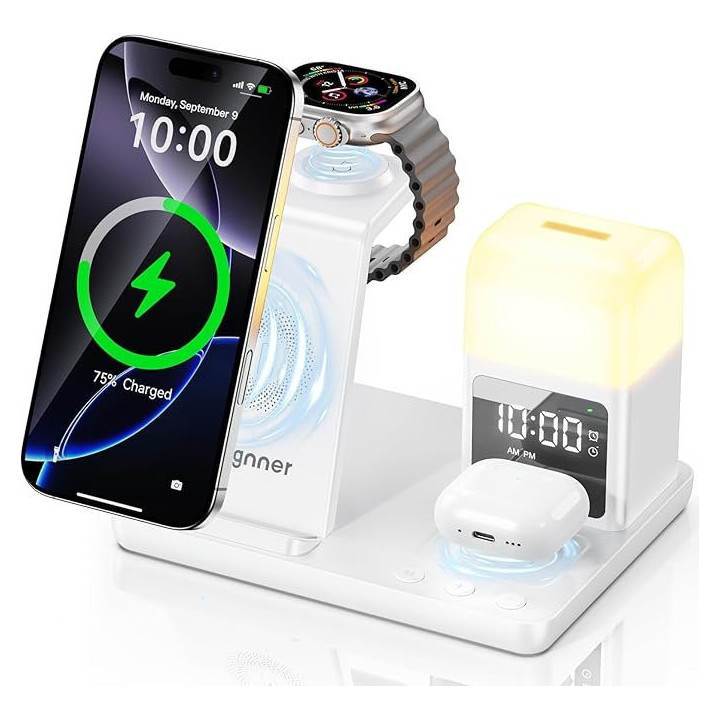 Bezdrátová nabíjecí stanice 6v1 AUGNNER Z18 (kompatibilní s Iphone, Apple Watch, Airpods)