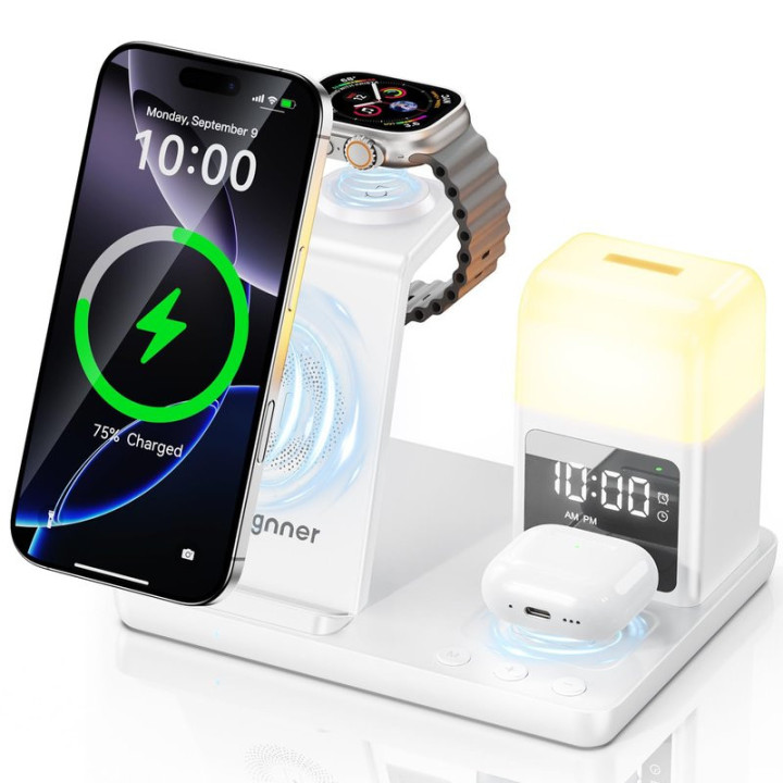 Bezdrátová nabíjecí stanice 6v1 AUGNNER Z18 (kompatibilní s Iphone, Apple Watch, Airpods)