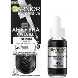 Pleťové sérum GARNIER  Pure Active AHA + BHA Charcoal Serum, 30 ml