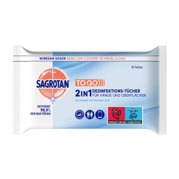 Dezinfekční ubrousky SAGROTAN 2v1 To Go, 15 ks