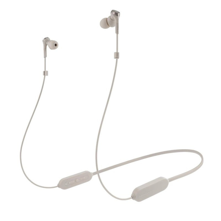 Neckband sluchátka AUDIO-TECHNICA Solid Bass, ATH-CKS330XBT, béžová
